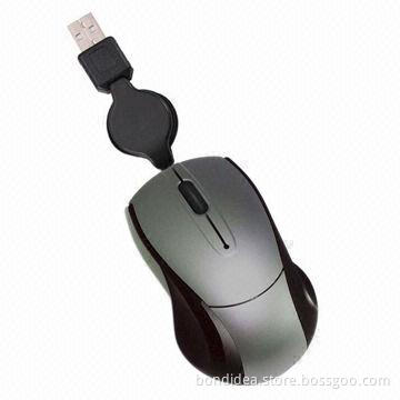 Mini USB mouse with retractable cable